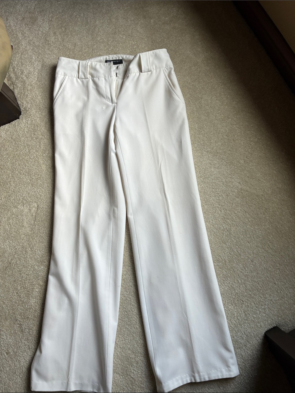 INC International Concepts White Straight-Leg Dress Trousers